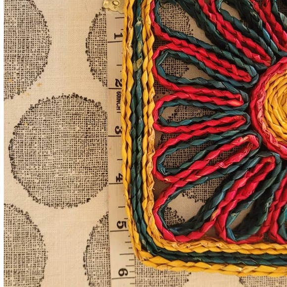 Vintage Wicker Rattan Colorful Trivet Hot Pad - Picture 4 of 4